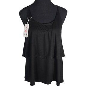 NWT | Black Tiered Ruffle Tank Top Flowy Babydoll Style Tunic | Small